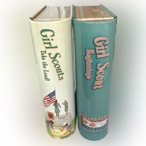 Two Vintage Girl Scouts "Take the Lead!" & "Beginnings" Collectible Tin 1980's